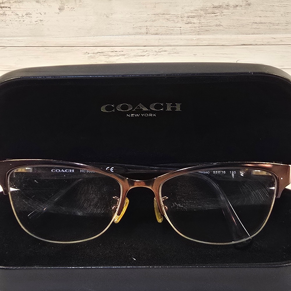Coach HC 5066 Eyeglasses Satin Brown Dark Tortoise Cat Eye Frames 53-16-135 Case - Picture 2 of 9